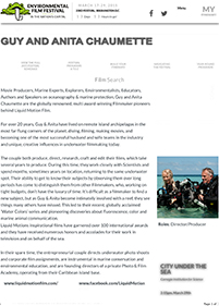 Liquid Motion Award-Winning Underwater Film Production Company - Professional Underwater Film Services, #underwaterfilmservices #underwaterfilmmaking #underwaterfilmcourses #underwaterproductionservices #underwatercameraman, #inthe news, press, Guy Anita Chaumette Washington DC Award winner National Geographic